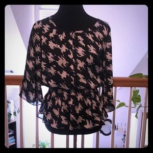 Sheer black and white blouse